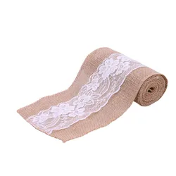 Vintage Jute Burlaps Lace Roll for Wedding Decoration Chair Sashes Home Decoration Ornamental Pendant