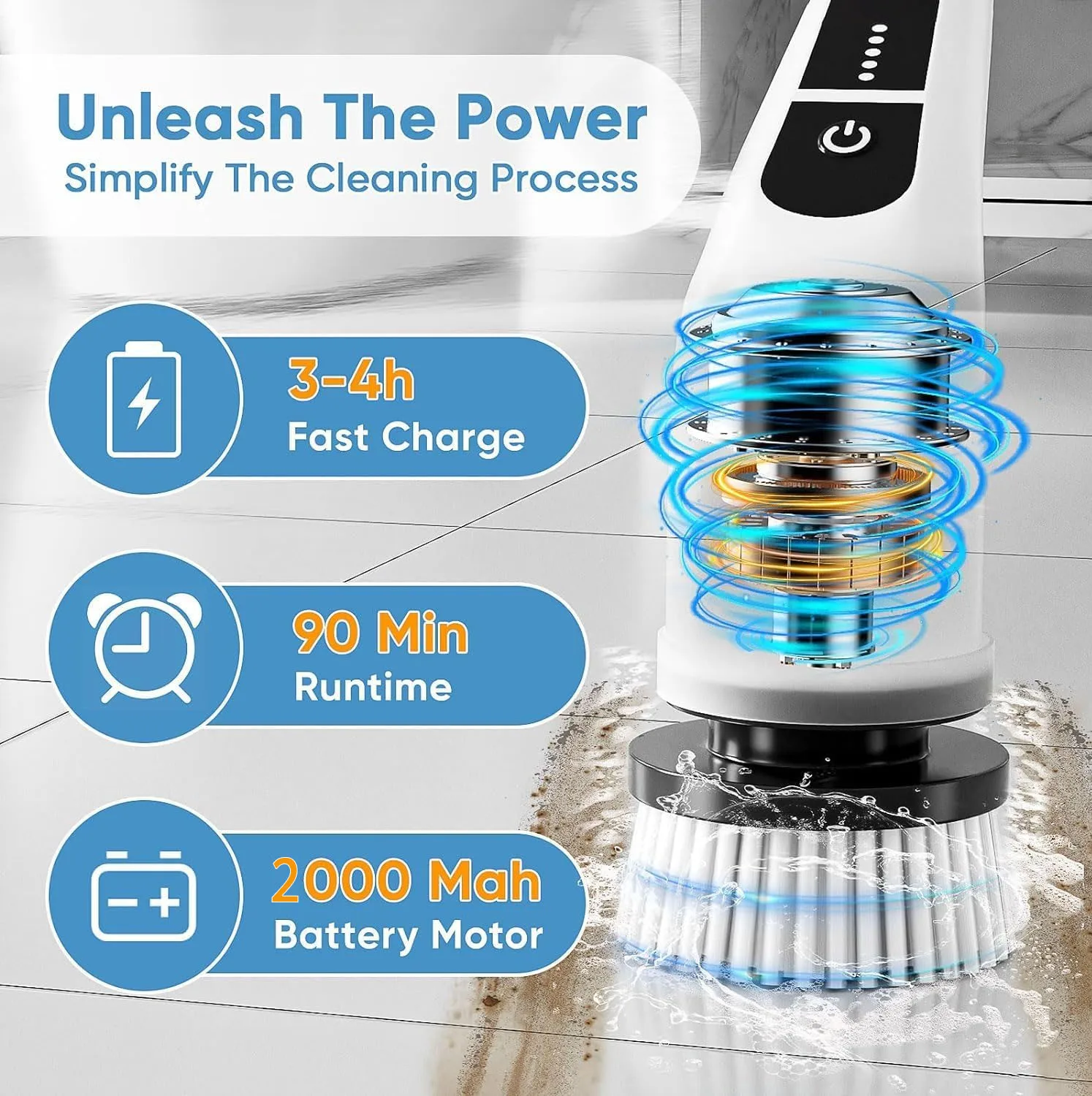 Shifx 2024 Wholesale 7-in-1 Electric Cleaning Brush Bathroom Extension Handle Spin Scrubber Cordless Cleaning Brushes