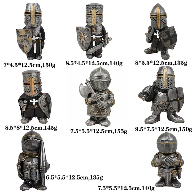 Knight Gnomes Guard Gothic Guardian Templar Medieval Crusader Garden Statue European Knights Sculpture for Outdoor Yard Decor