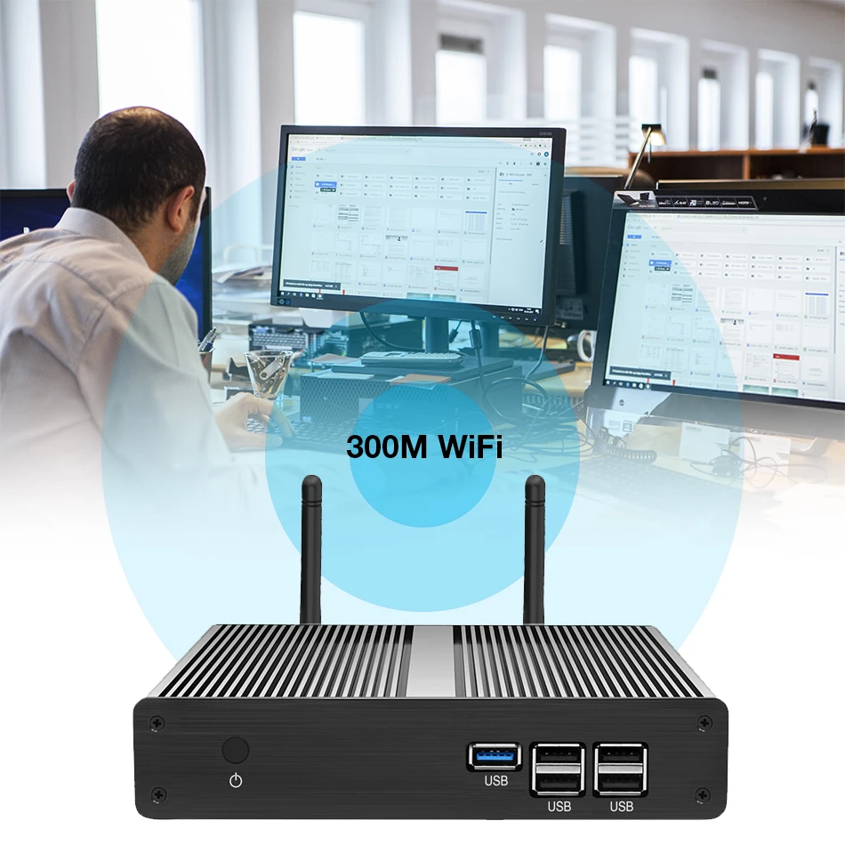 Микро-ПК In-tel Ce-leron J1900 J1800 четырехъядерный Win10 Win7 Linux Gigabit LAN системный блок Wi-Fi DDR3L 5USB HTPC