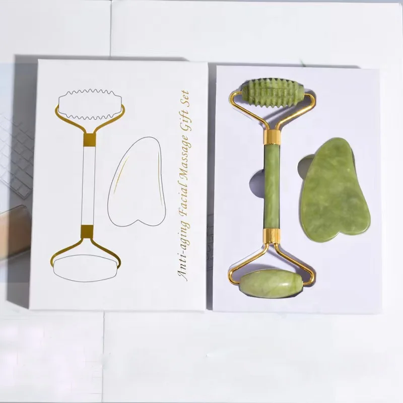 Hot Sales Skin Care Tools Custom 100% natural crystal green jade roller facial for face facial massage