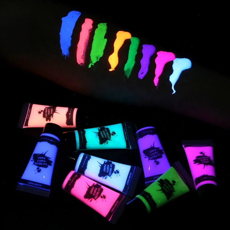 10ML Body Art Paint Neon Fluorescent Party Makeup Cosplay Glow Paint For Body Painting Halloween Carnival Make Up Props