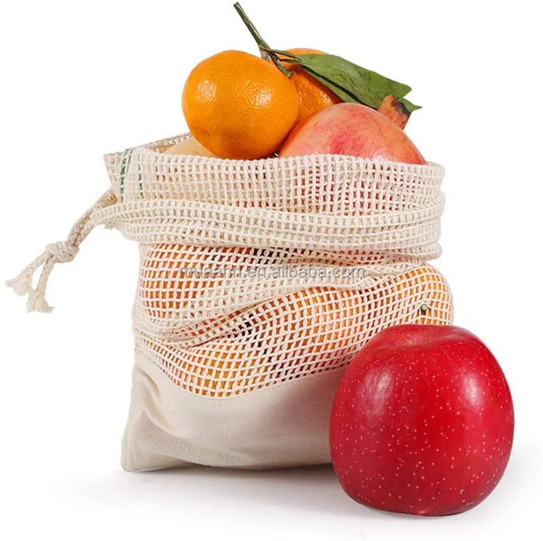 
 Прямая продажа с завода, перерабатываемая многоразовая маленькая хлопчатобумажная ткань, производит Сетчатые Сумки на шнурке с индивидуальным логотипом  