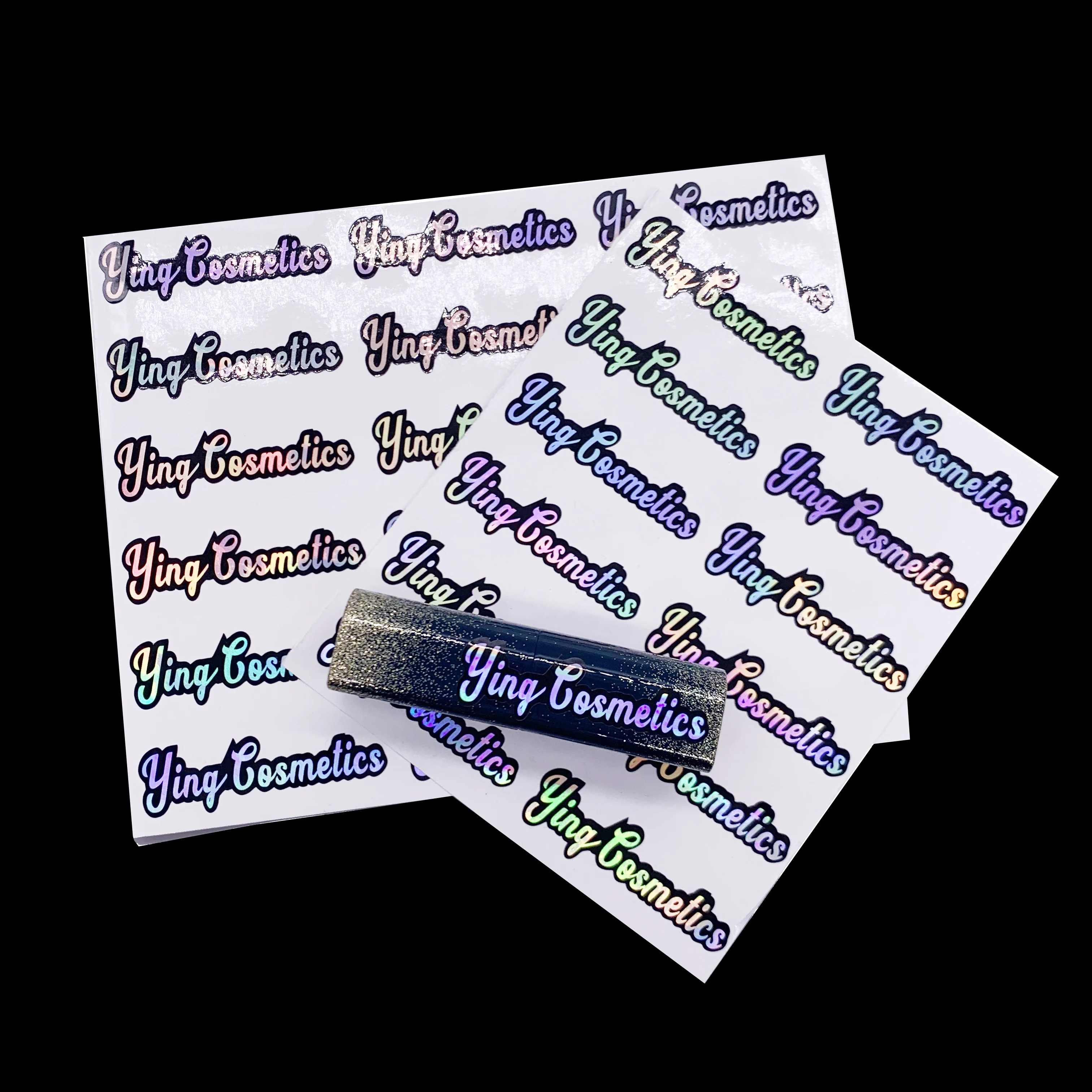 Hot Sale Custom Printed  Waterproof foil adhesive laser hologram Lip Gloss Tube Packaging Logo Labels Sticker