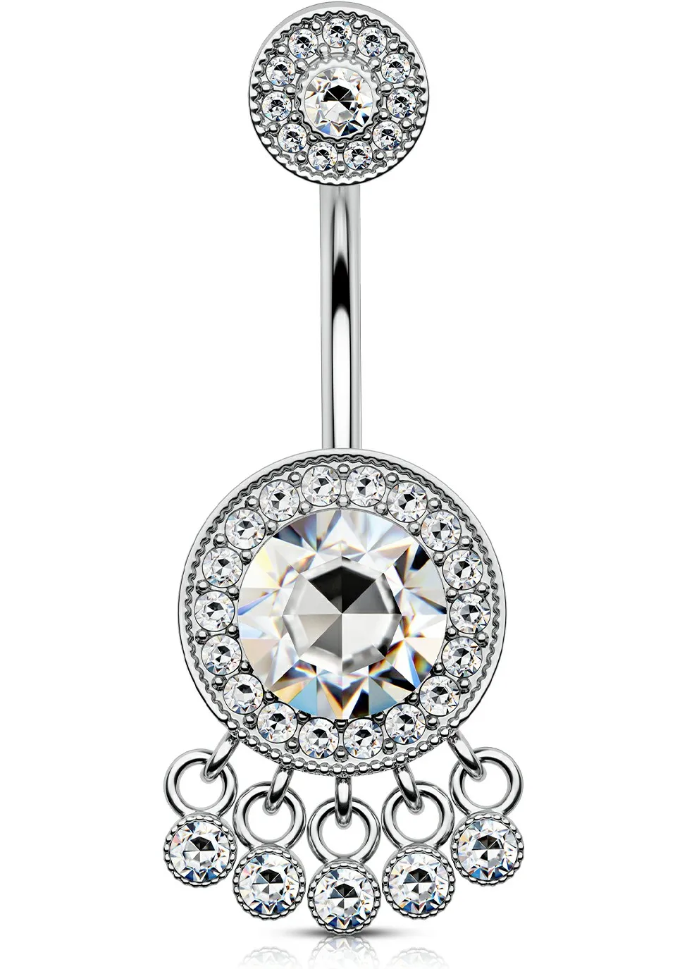Toposh 316l Surgical Stainless Steel Trending Sex Crystal Navel Banana Stylish Belly Button Ring Piercing
