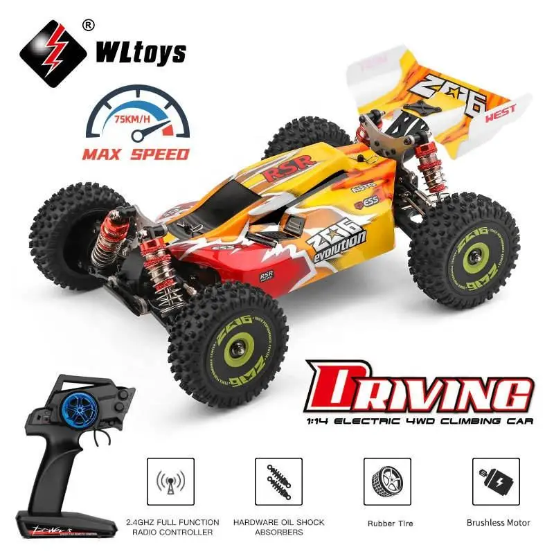 1/14 4WD High Speed RC Buggy Car 2.4G Racing RC Car Vehicle 75km/h Metal Chassis Remote Control Car Toys