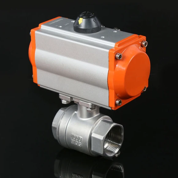 TKFM high platform pneumatic Female thread screw two piece stainless steel ball valve