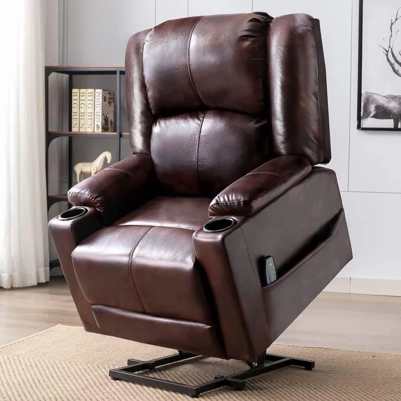 Electric Power Lift Recliner Chair with Massage and Heat for Elderly, Extended Footrest, Hand Remote Control