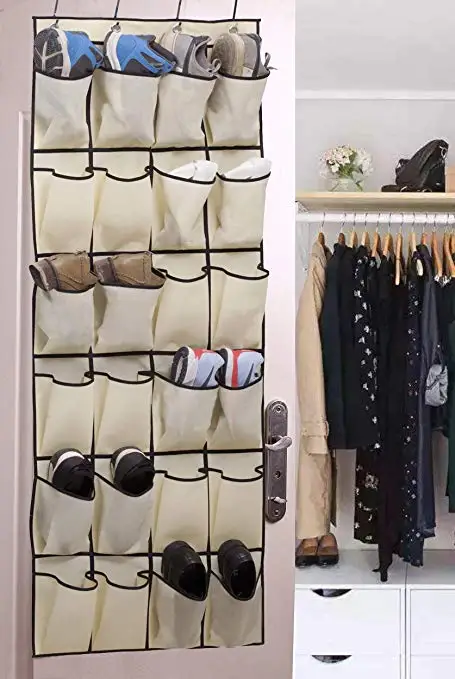 The Door Shoe Organizer 24 Large Fabric Pocket Closet Accessory Storage Hanging Shoe Hanger