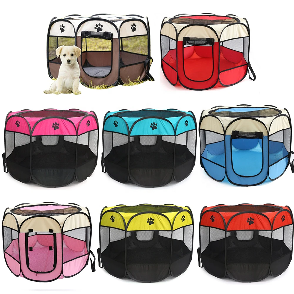 Portable Pet Play pen dog Playpen Eight Mesh Panels Outdoor Pop Up Dog Tent Waterproof Breathable Foldable Pet Tent