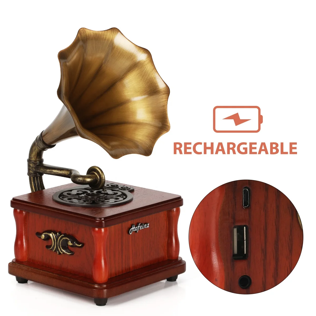 Mini Gramophone With USB Player  And Aux in With Battery  Vinyl Turntable Record Player Phonographs Player Gramophone Audio Rece