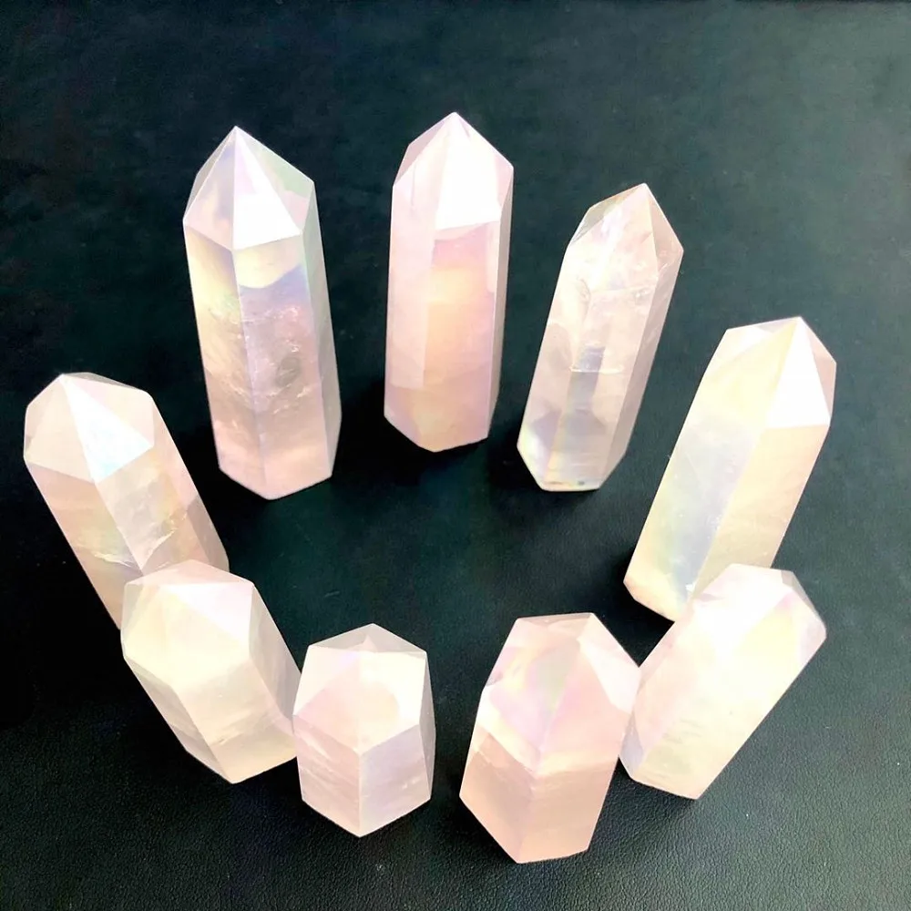 Природные Fengshui Healings Рейки Кристалл полированный Ангел Aura розовый кварц точечная палочка
