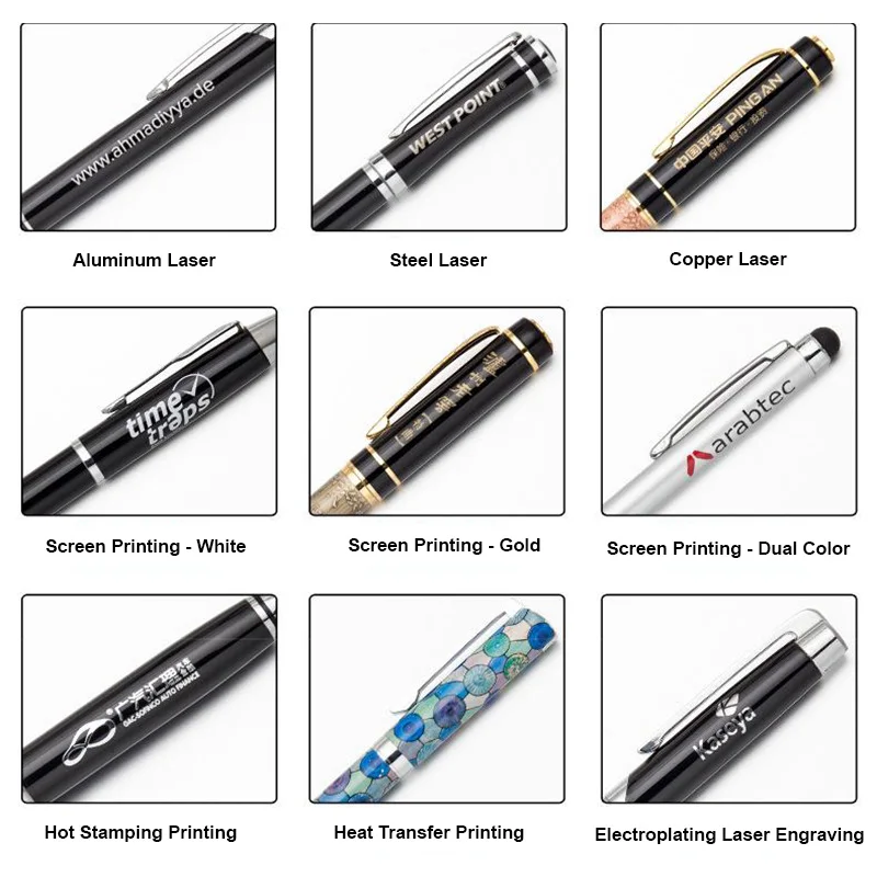 Promotional Novelty Metal Stylus Ball Pen With Custom Engraved Lasers Green Rose Gold Logo For Touch Screen Cheap Gift Ballpoint