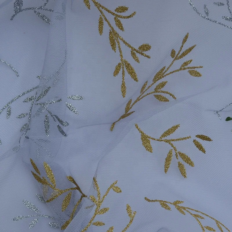 Wholesale Polyester Mesh 3D Fabric Tulle Pattern Embroidery Tulle Fabric for Dress Wedding Decor