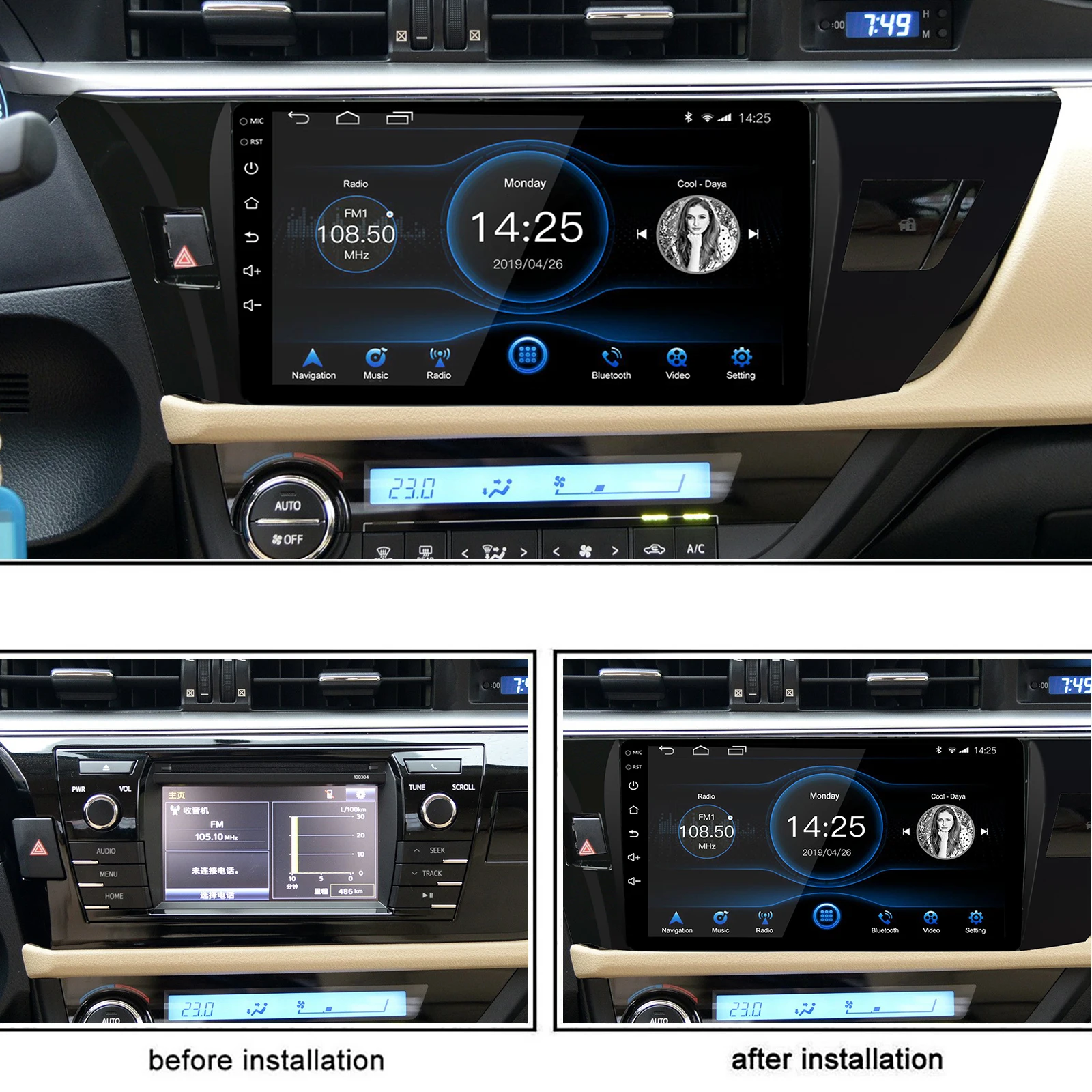 For Toyota Corolla 2014-2016 Android 10.1 Car Radio Car Multimedia Player Build in GPS WiFi USB 10 Inch DVD Car Player