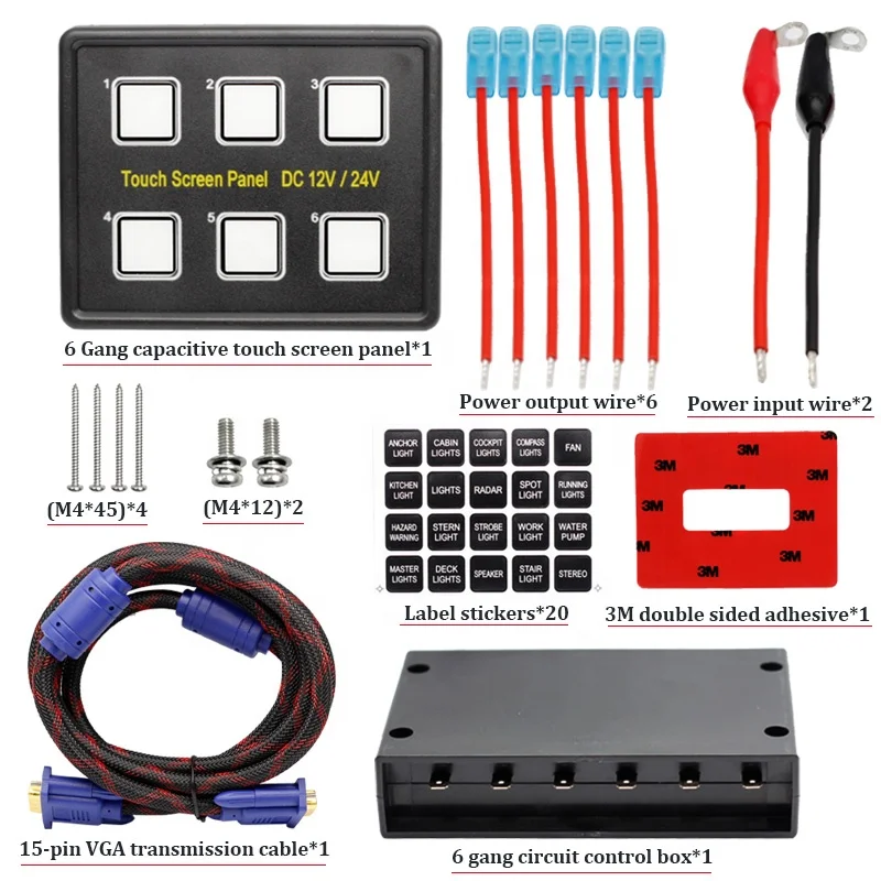 Universal Circuit Control Box Button Switch Pod Touch 6 Gang Switch Panel for Truck ATV UTV SUV Car