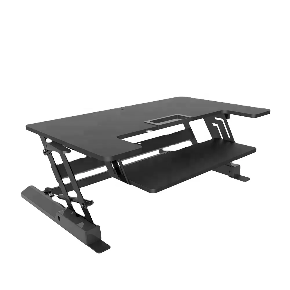 
Ergonomic folding gas spring computer table workstation sit stand desk dual monitor riser VM LD02 