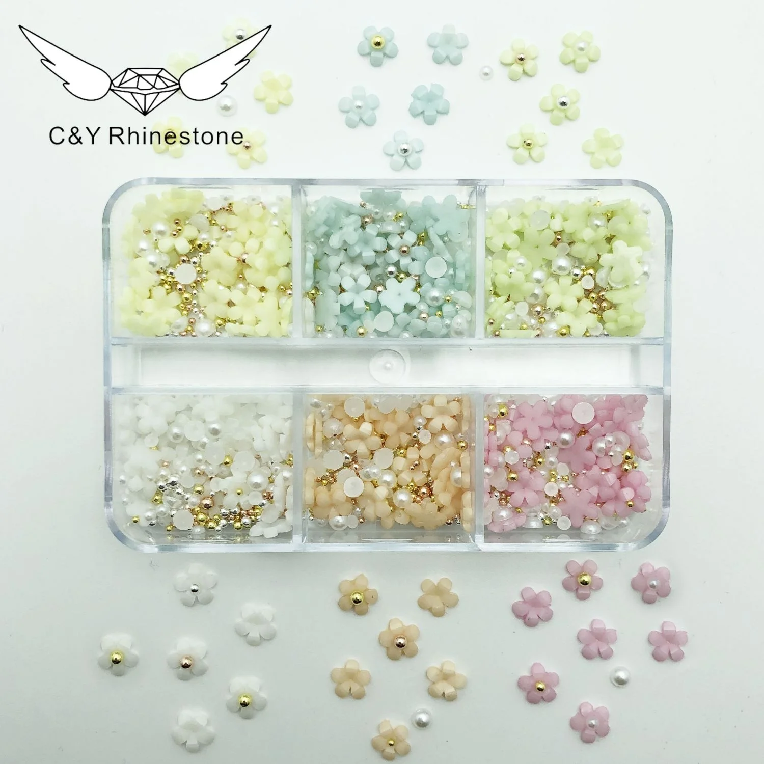 CY Small Flowers Resin Nail Art Decoration Nail 3D Accessory Kit Nail Art Decoration