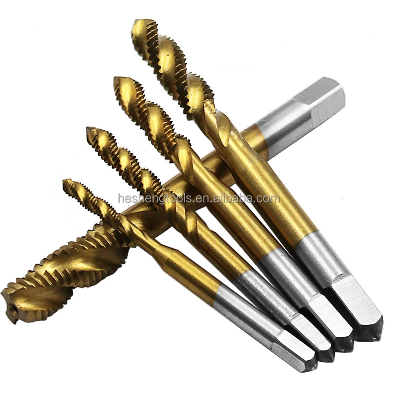 5PC M3 M4 M5 M6 M8 Spiral Pointed Taps Titanium Coated Thread Tap Drill Metric Hss Spiral Fluted Machine Screw Tap
