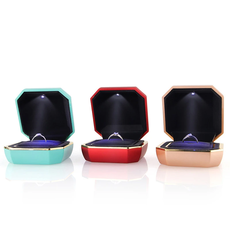 2021new design led light jewelry packaging box led jewelry ring box With Light Ring Led Box Jewelry