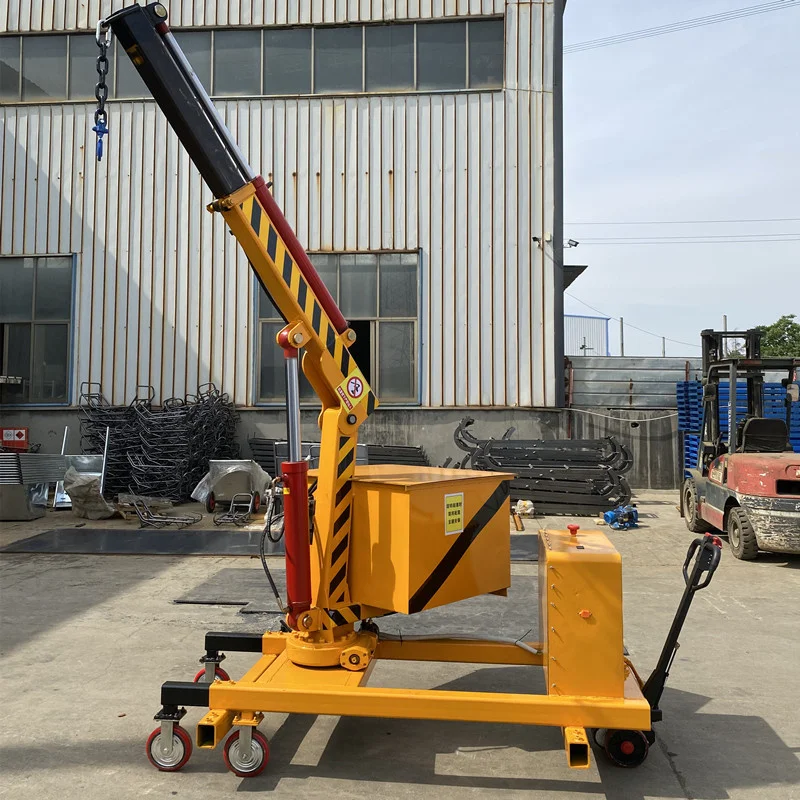 hydraulic crane 2 tons simple cantilever rotation hand push mobile handling crane