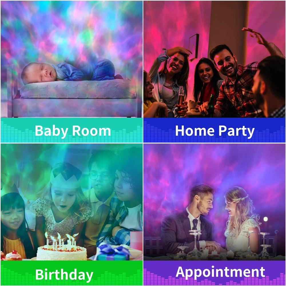 LED Starry Night Light Projector Galaxy Ocean Star Sky Nebula Lamp for Kids Holiday Gift Electric Room 40 Switch 8 Modes V5.0 2W