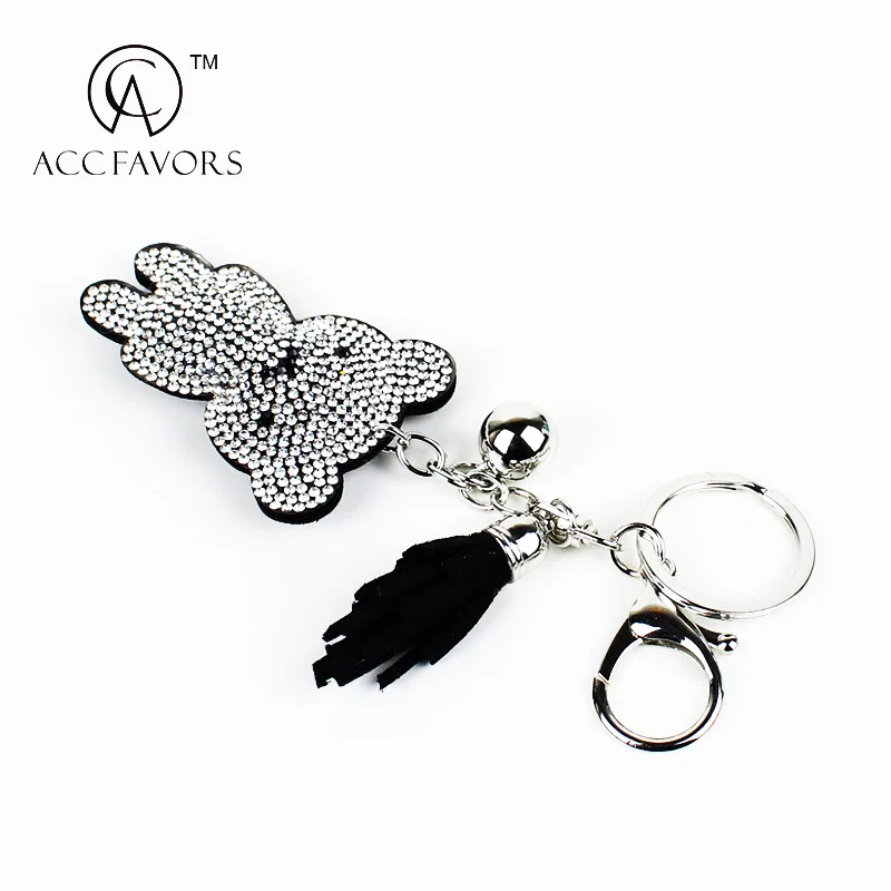 Lovely rhinestone teddy bear keychain with tassel