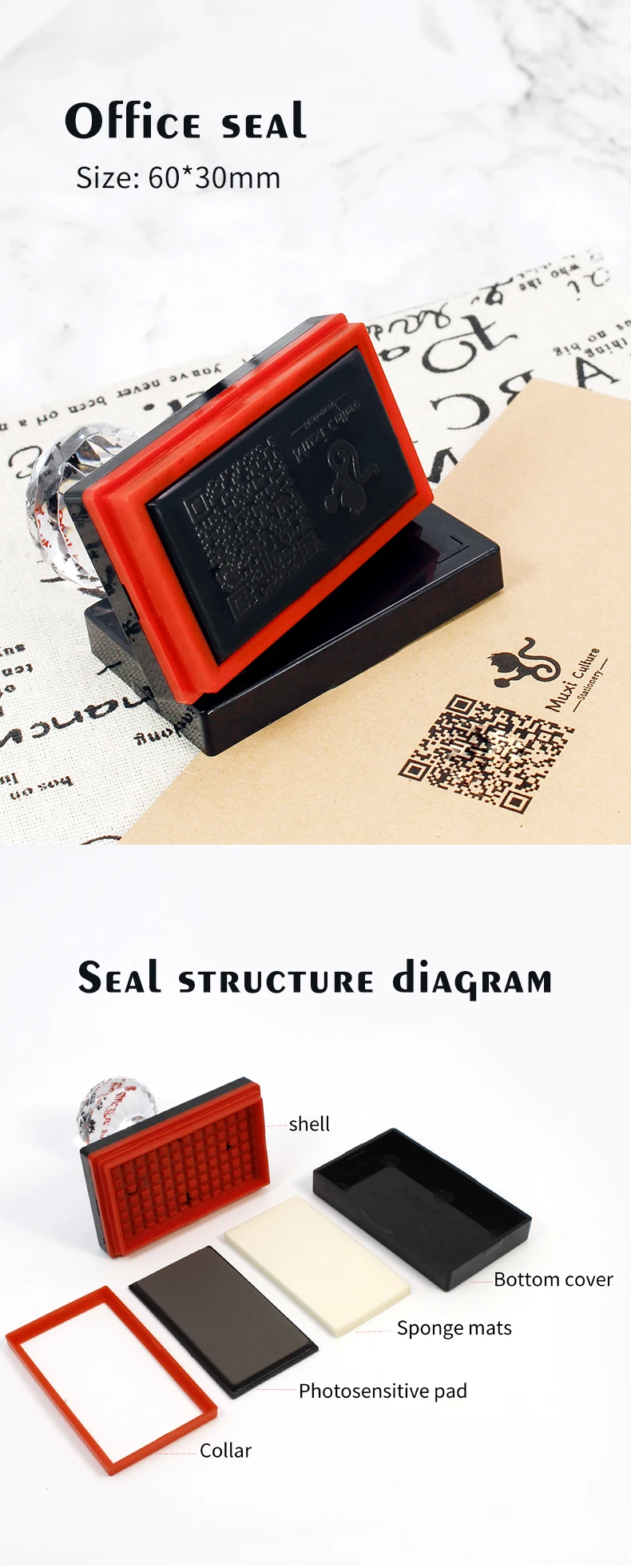 Rectangular photosensitive seal material factory wholesale customized name logo flash office stamp