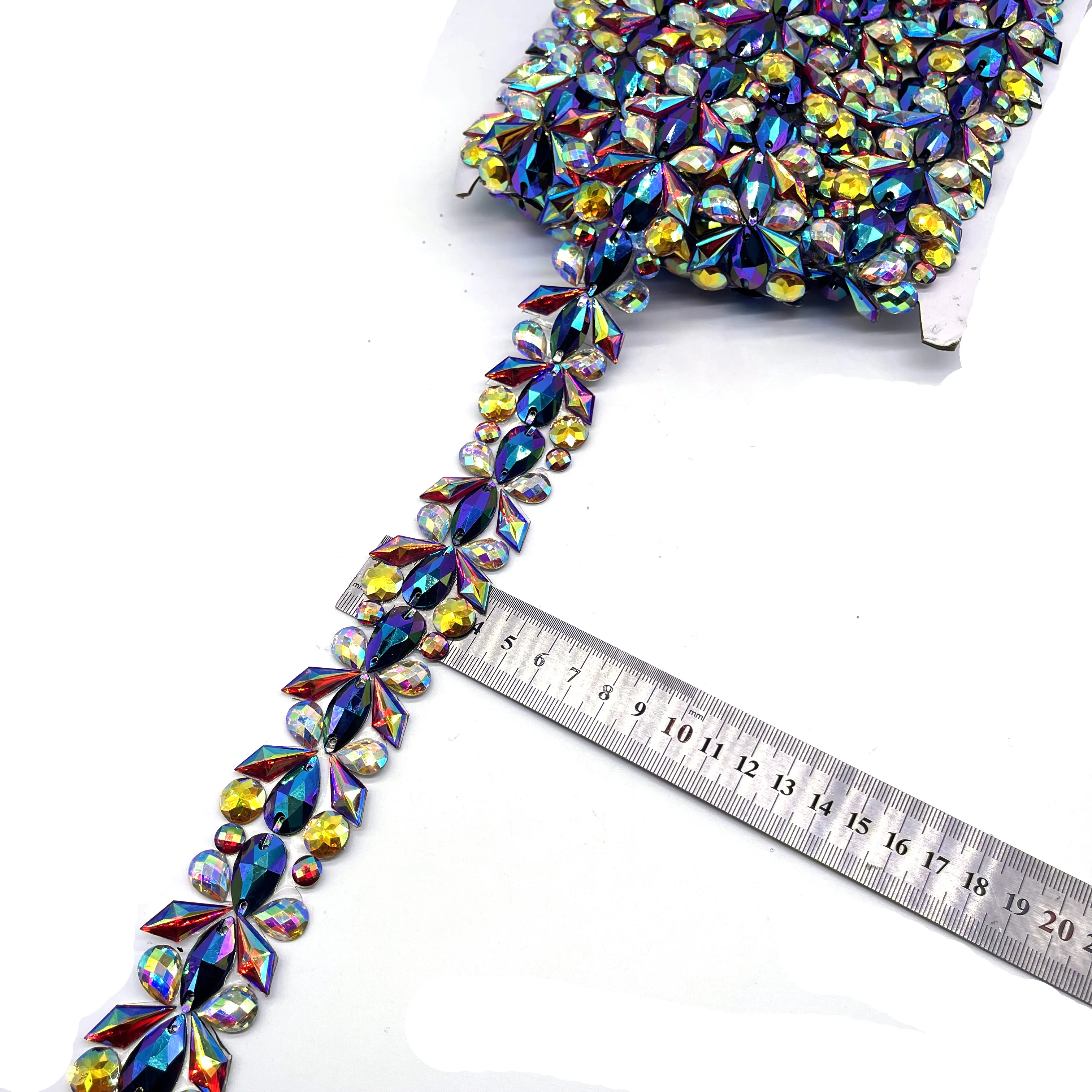 2024 UK London Miami Samba Carnival Customized Hot Fix Rhinestone Trim Applique Gem Trim for Shoes Bags Garments