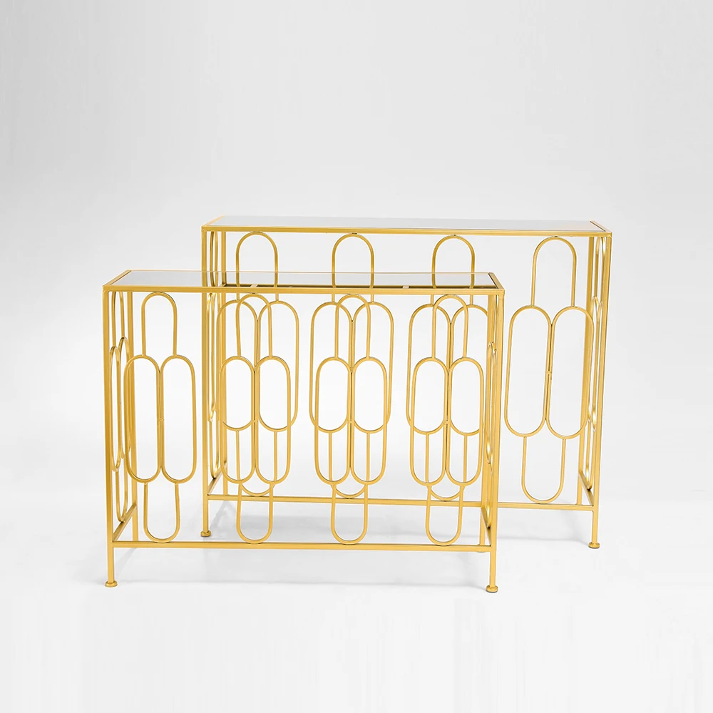 Metal round design table leg minimalistic mirror top design console