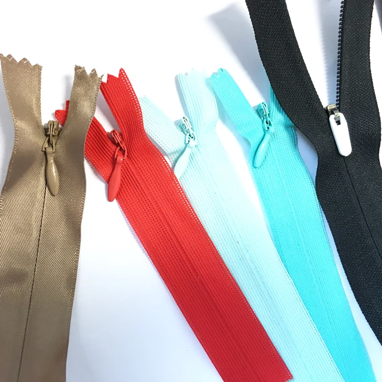 JY Customized 5# Transparent Top Stopper Nylon Invisible Zipper  With Plastic Slider