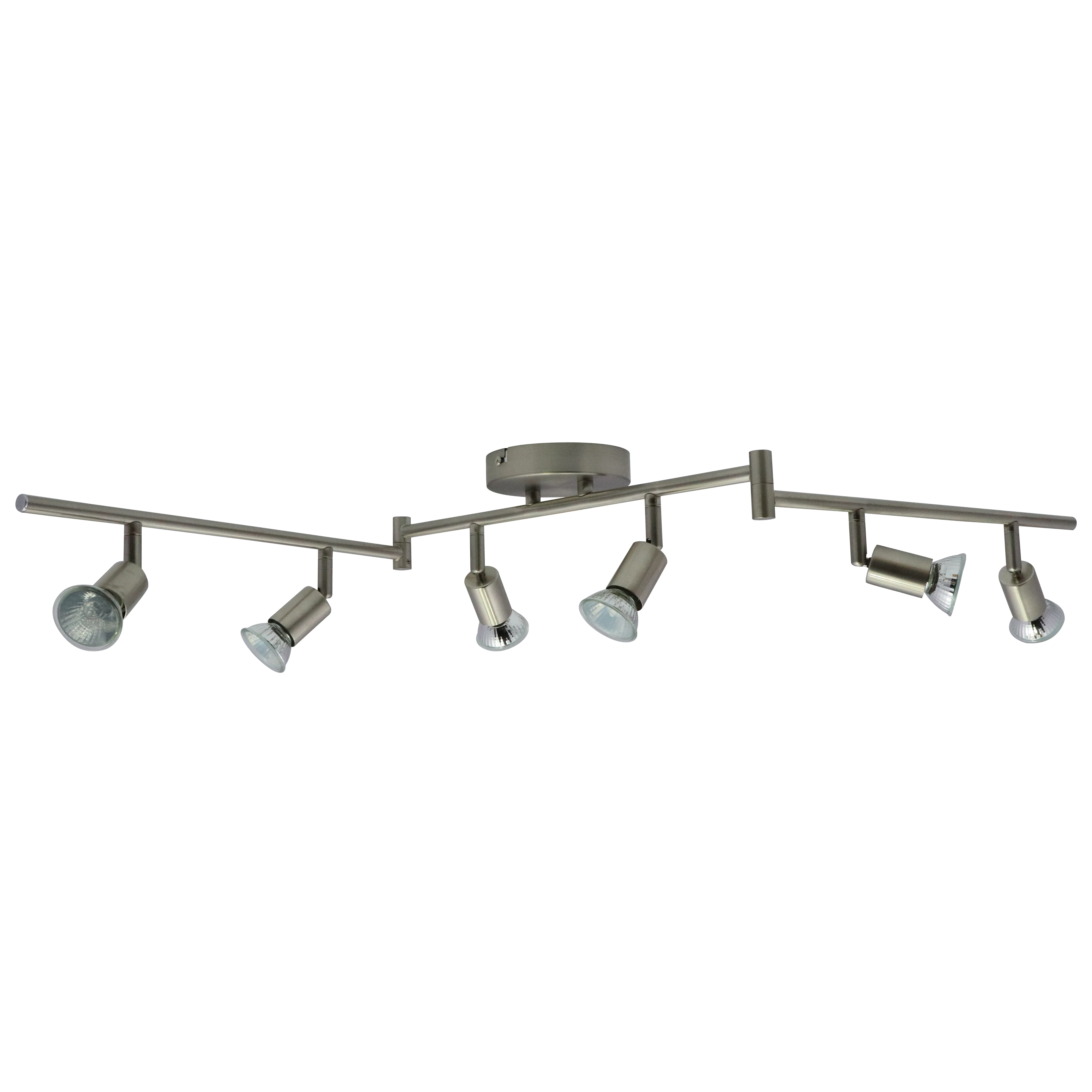 How Bright 6-Light LED Track Lighting Kit, Flexibly Rotatable Light Heads, 6 Way Ceiling Spotlight Matt Nickel Finish