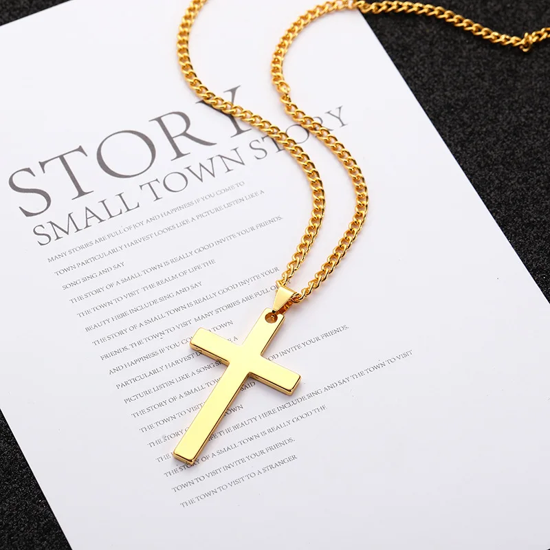 Hot Selling Fashion Titanium Stainless Steel Cross Pendant Necklace Jewelry for Women and Men
