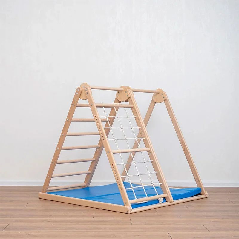 Foldable Wooden Pickler Climbing Triangle Sets wooden kids triangle children climbing frame with ladder