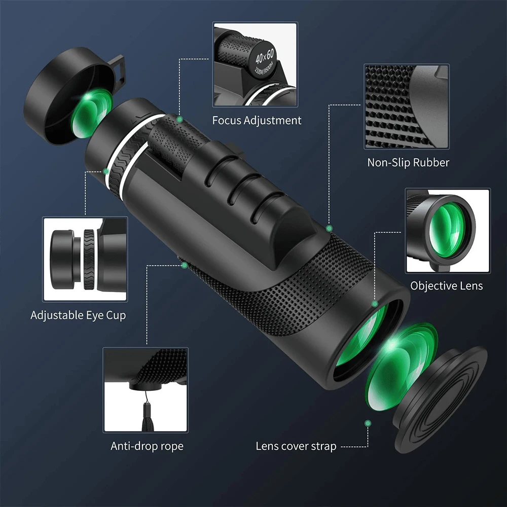 50x60 Night Vision Monocular High Power Dual Focus Optics Monocular Zoom Telescopes For Sale For Mobile Phone