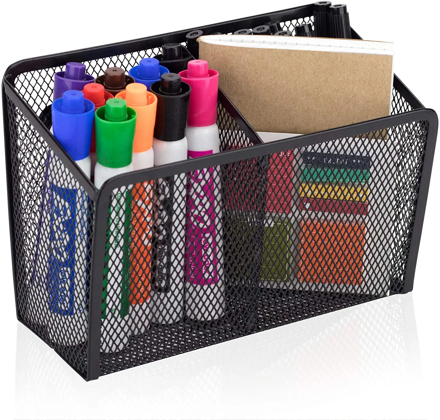 Magnetic Pencil Holder - 2 Generous Compartments Magnetic Storage Basket Organizer - Extra Strong Magnets