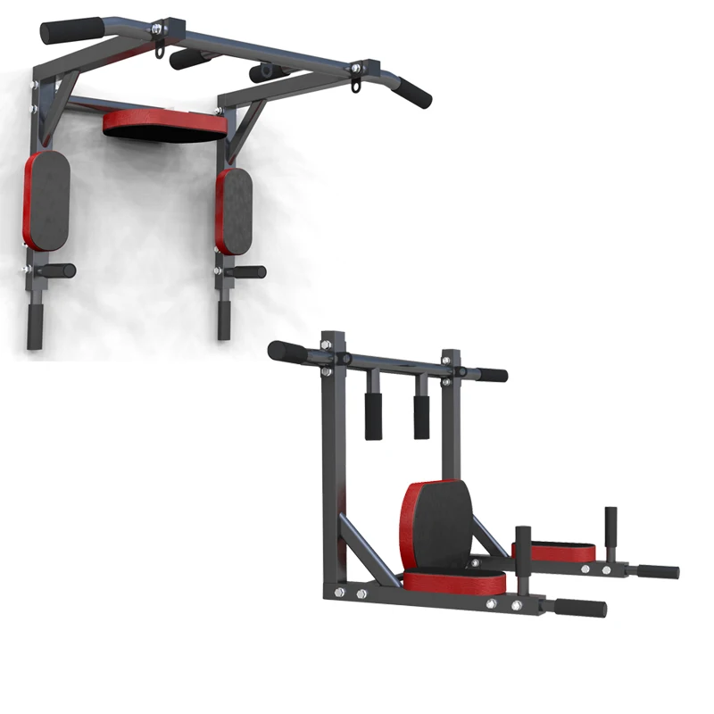 Indoor Home Gym All In One Wall Mounted Dip Station Chin Up Bar Power Tower Pull Up Bar