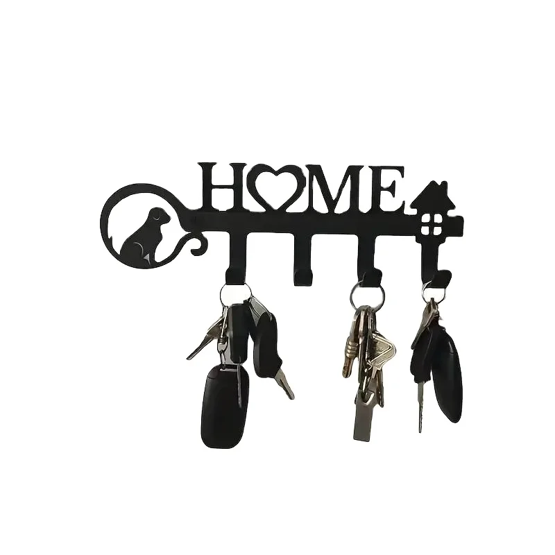 Custom Laser Cutting Metal Key Wall Holder Black Metal Wall Hanging Front Door Home Key Hook