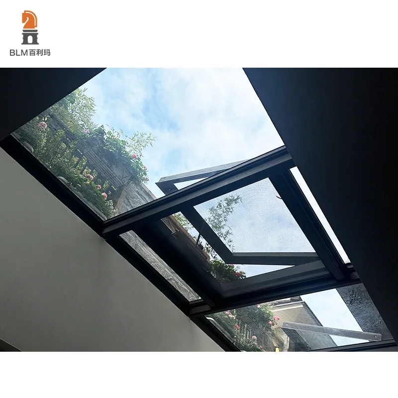 BLM Modern style waterproof thermal insulation motorized sliding translation glass roof skylight for home