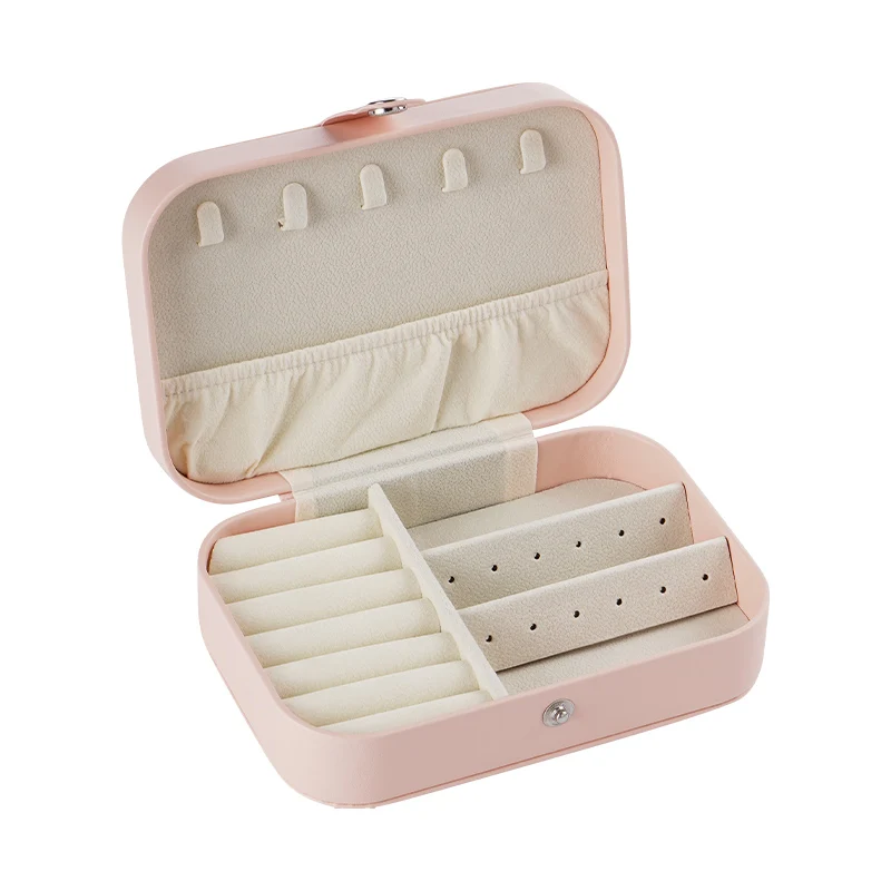 High Quality Black Jewelry Storage Box Organizer Display Case Whole Sale Leather Metal Material Zipper Case for Necklace Storage