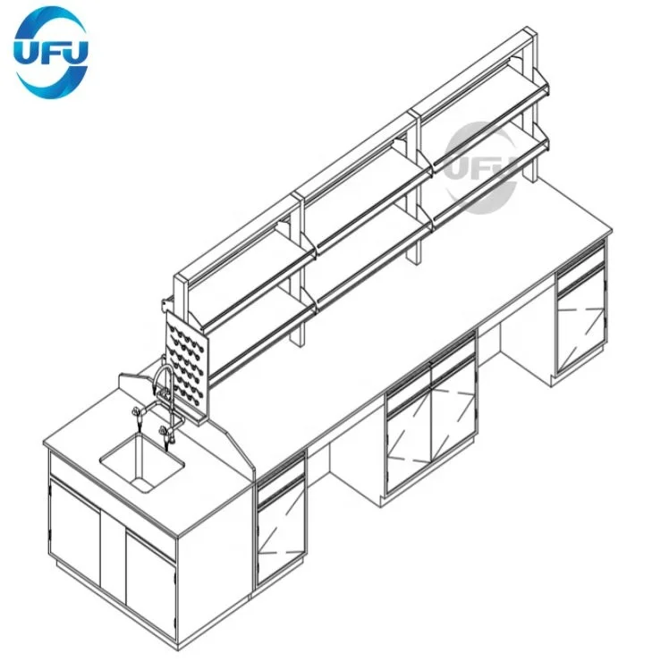 UFU Lab Island Workbench With Regant Shelf And Drawers Factory Supplier Medical Full Steel Frame Laboratory Central Work Bench