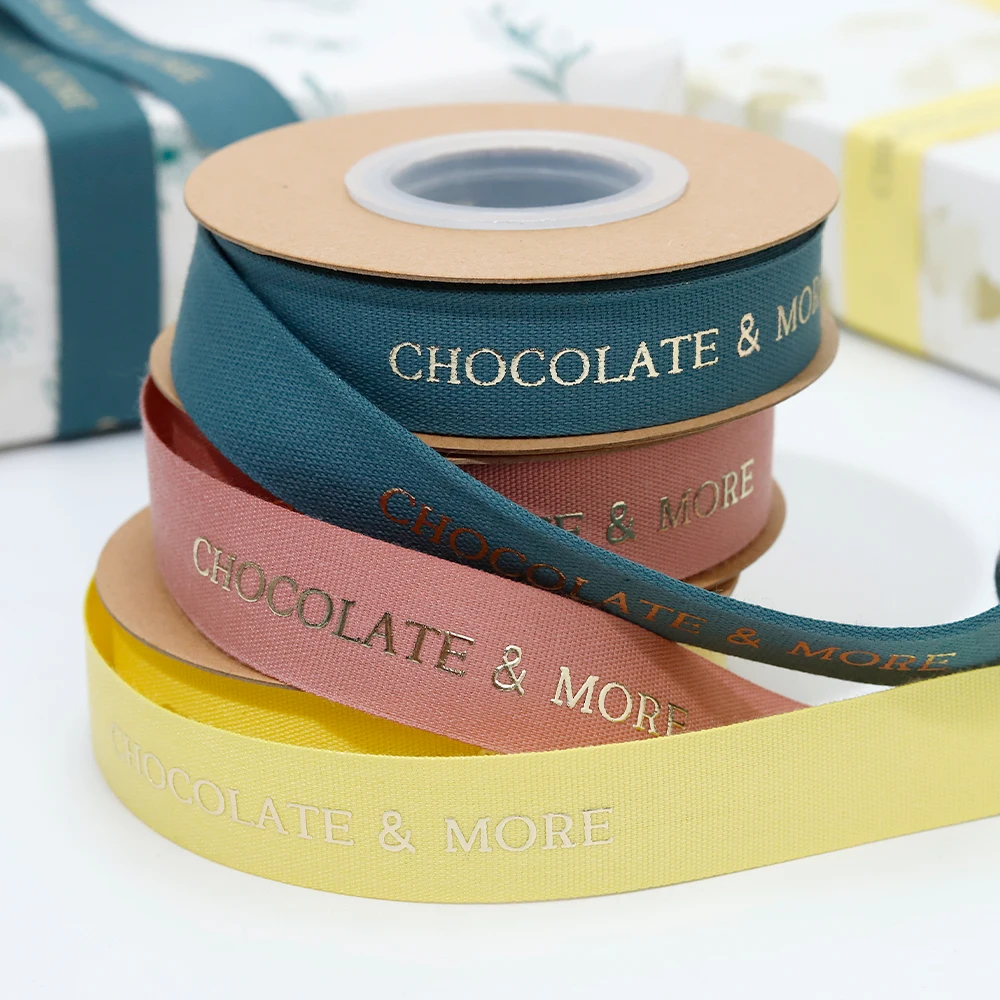 Custom Eco Friendly 1.5 Inch Cotton Hot Stamping Ribbon Printing Grosgrain Printed Ribbons Roll With Logo