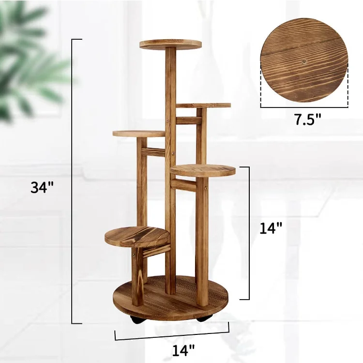 Multi tier planter pot holder flower stand balcony garden wood plant rack stand