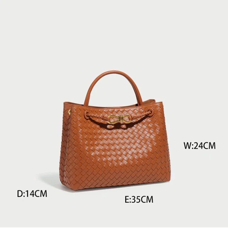 Custom wholesale 2024 new vintage luxury large capacity Tote hand bags women woven PU Leather handbags for ladies