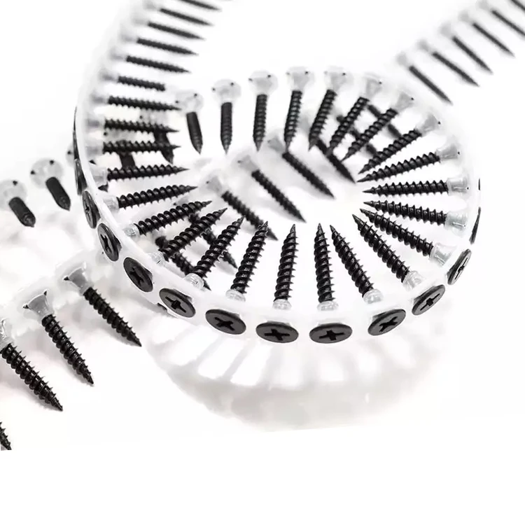 Iron Drywall Screws With Spiral Shank Flat Cap Head Plastic Collated Drywall Screw Nail for Concrete 35mm
