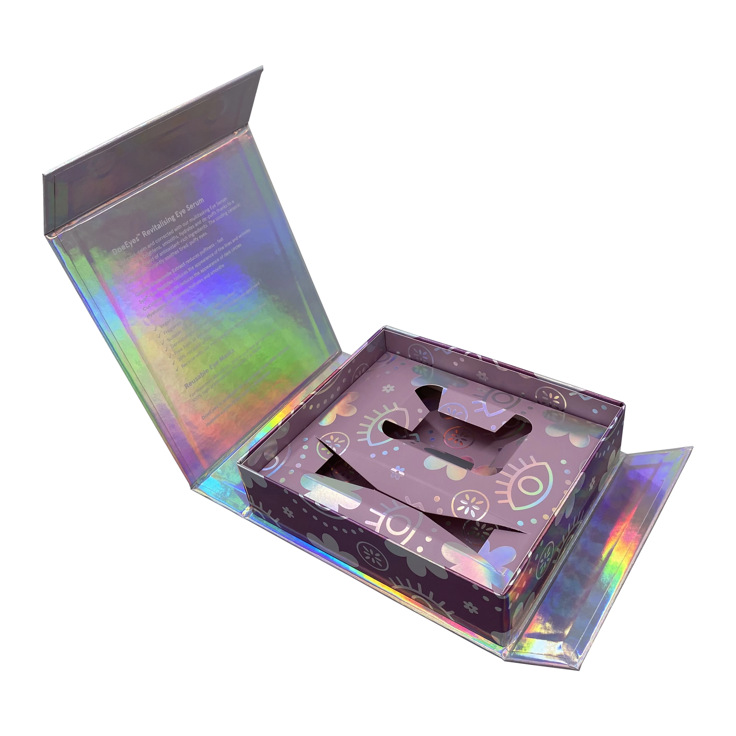 Fancy Holographic Paper 1 Piece Folding Packaging Bes Retro Pattern Rigid Paper Cardboard Flap Lid Magnet Gift B