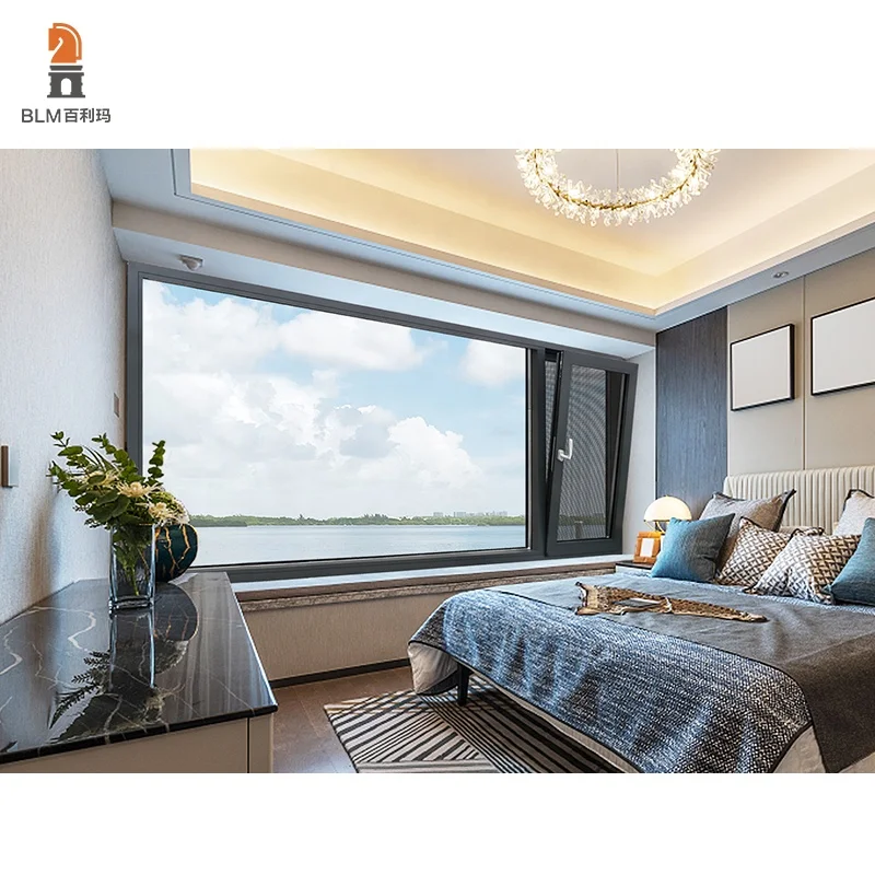 European French style custom bay window kitchen casement glass window sliding Bathroom tilt and turn aluminum window