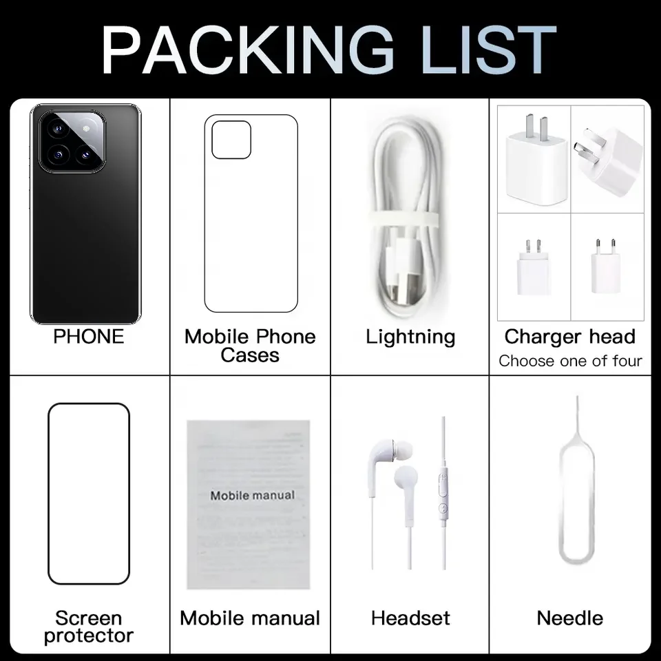 oem 2024 New Product I16 Pro Max Mobile Phones 5g Smartphone 16gb+1tb Full LCD Screen ChatGPT4.5 Cell Phones