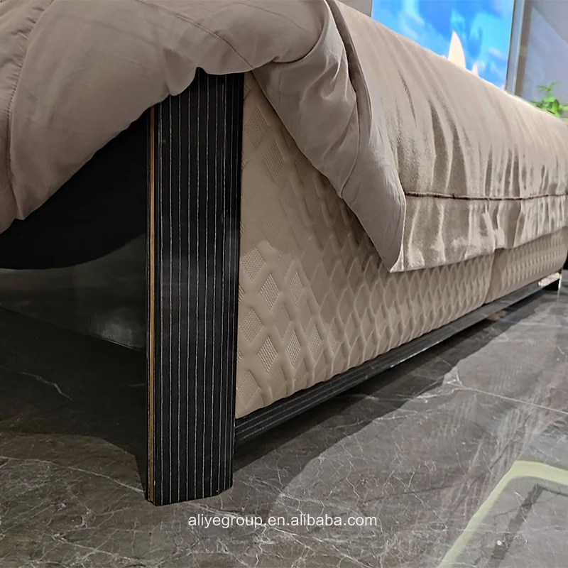 Italian Luxury Wooden Double Leather Bed Designs Bedroom Sets Modern Furniture