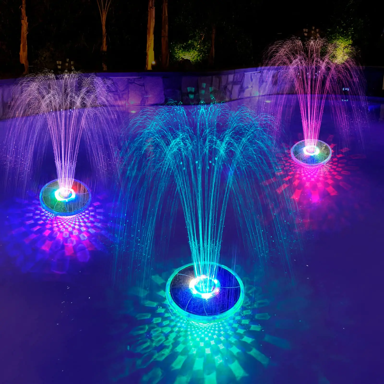 2024 New Arrival Patented Products IP68 Waterproof Floating Solar Pool Fountain with Underwater Lights Show